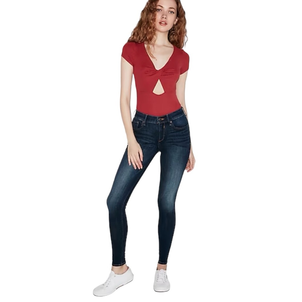 Express Mid Rise Dark Wash Jean Leggings. Size 8